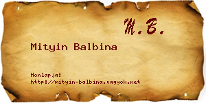 Mityin Balbina névjegykártya